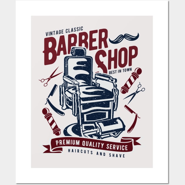 Vintage Barber Shop Wall Art by TeeGo